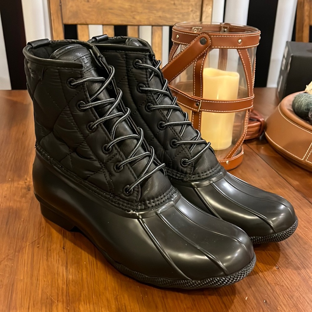 Sperry Saltwater Duck Nylon Boots black new Mens Size 9.5